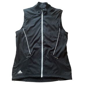 Adidas Climaproof Black Front Zip Athletic Vest Sz Small Lightweight Windbreaker